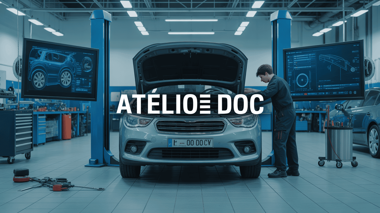 atelier automobile moderne avec ateliodoc sur écrans