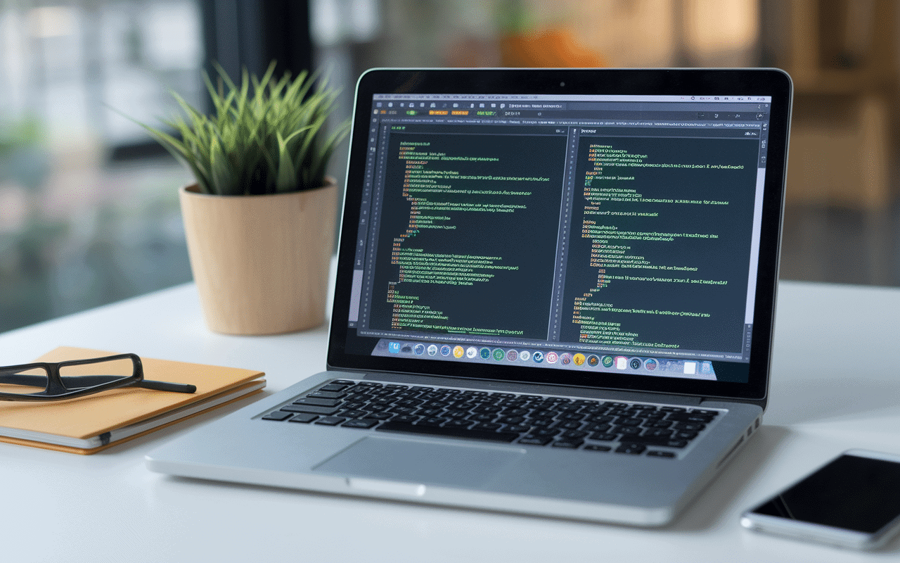 Écran développent web Bolt IA avec code et engrenages