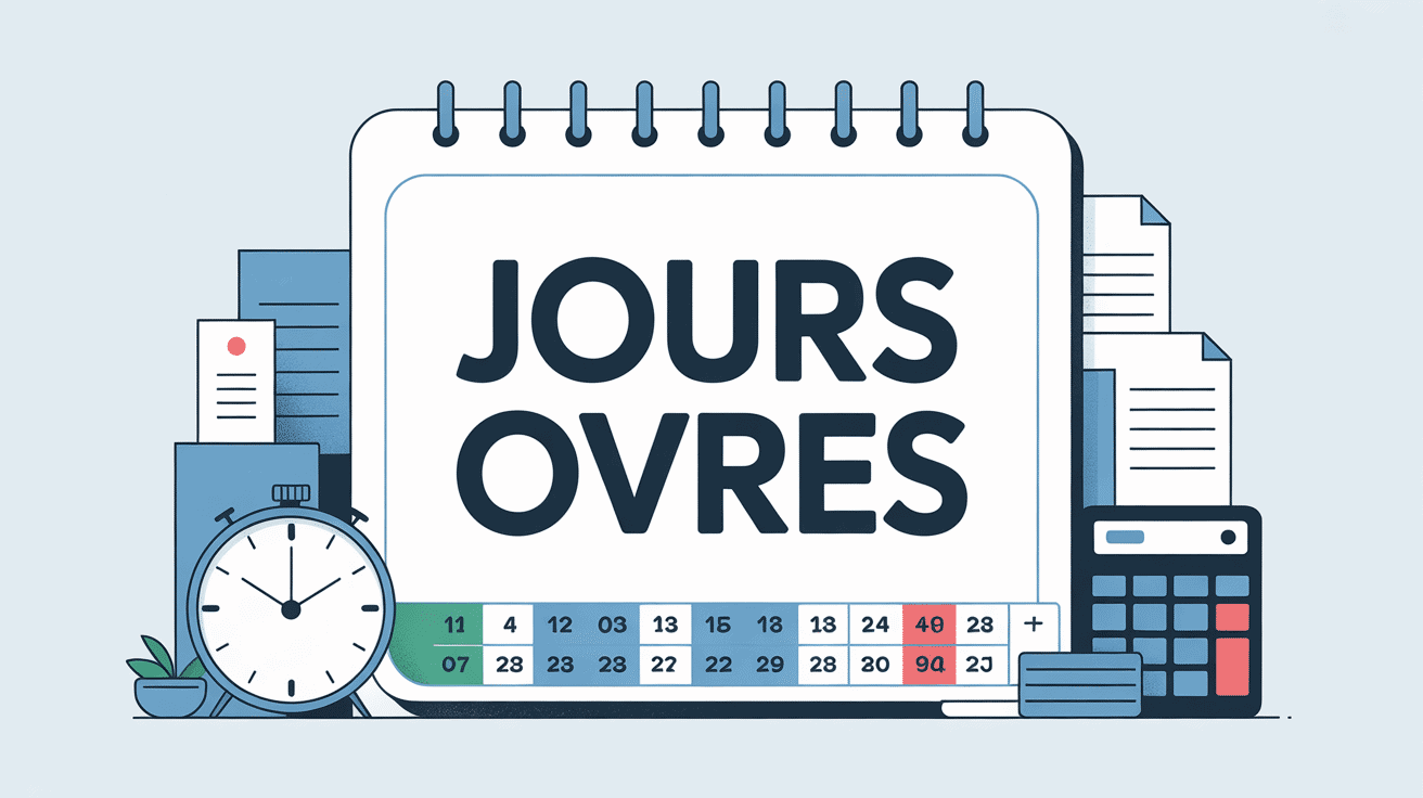 Calendrier stylisé montrant jours ouvrés en vert du lundi au vendredi
