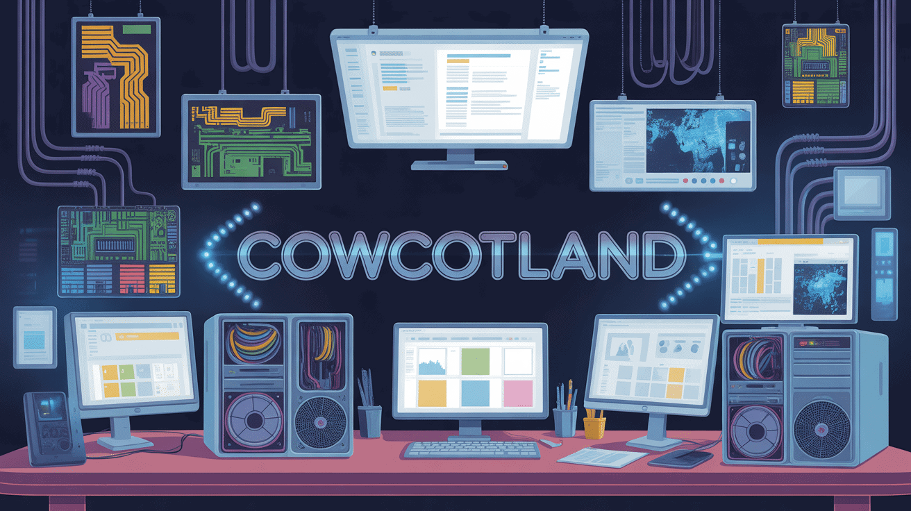 bureau informatique passionné cowcotland avec composants pc