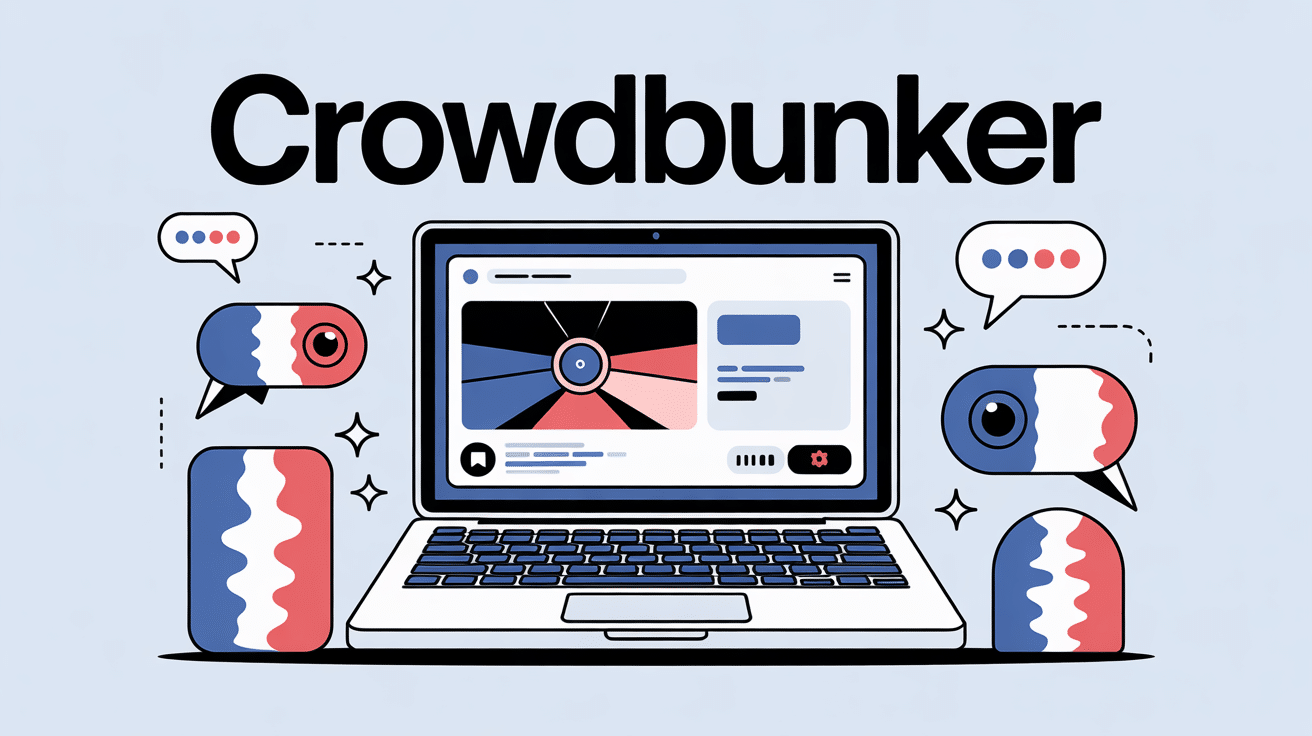 ordinateur portable avec interface crowdbunker et symboles liberte expression