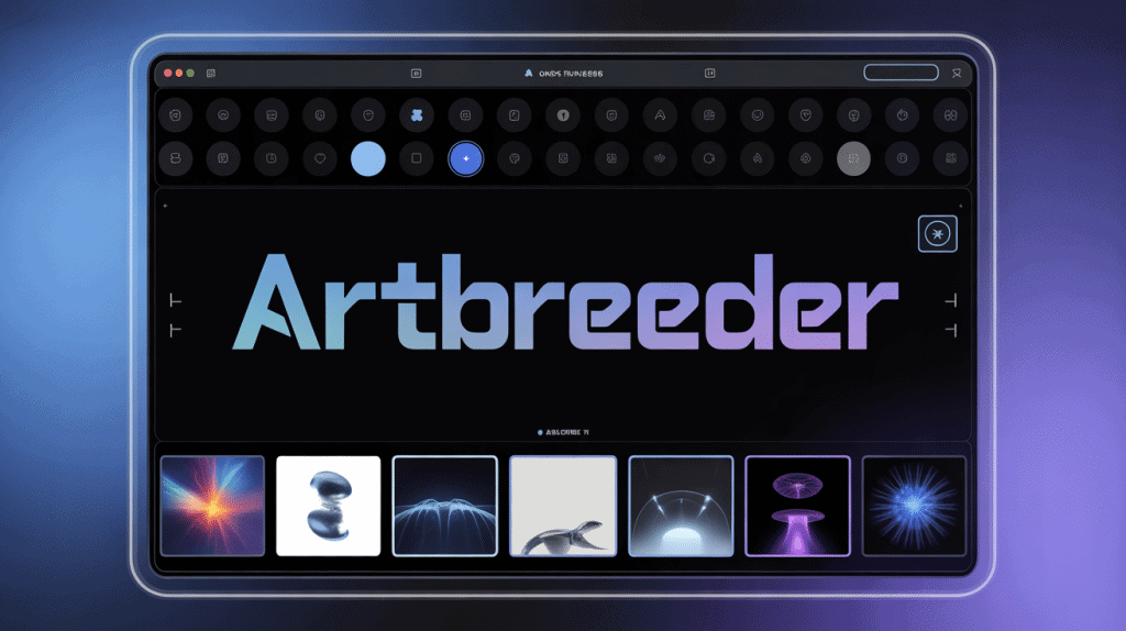 Interface artbreeder avec curseurs et galerie d'images IA