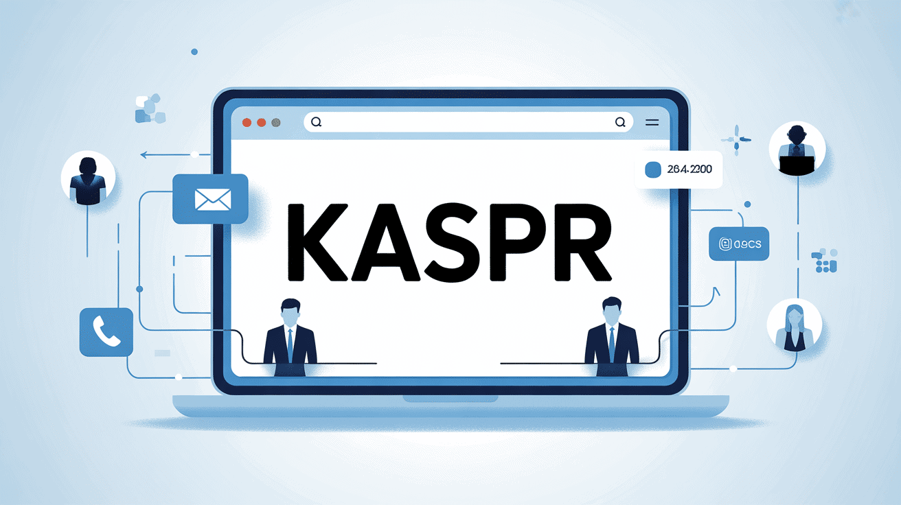 Illustration extension Kaspr avec icônes contact et professionnels