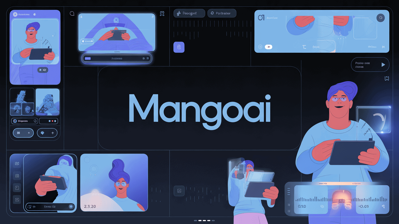 interface futuriste mangoai creation video IA