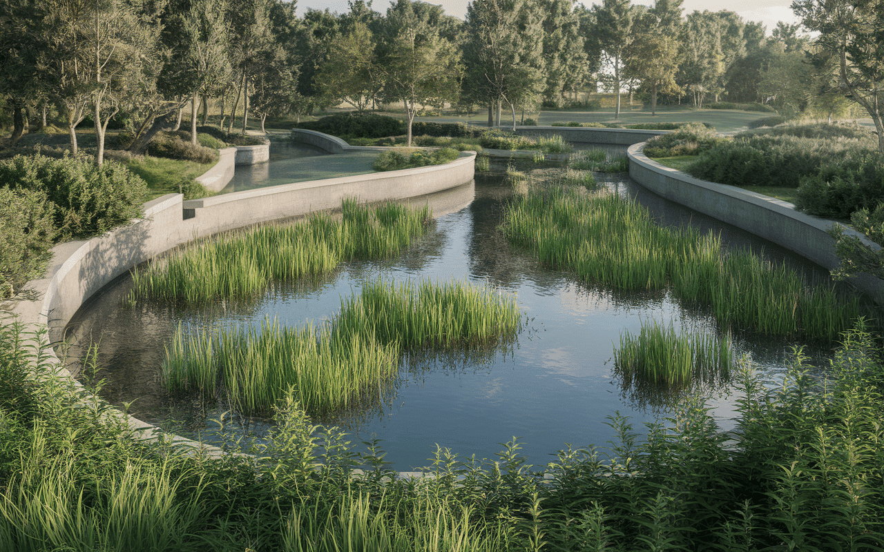 vue coupe systeme phytoepuration Oikos bassins plantés