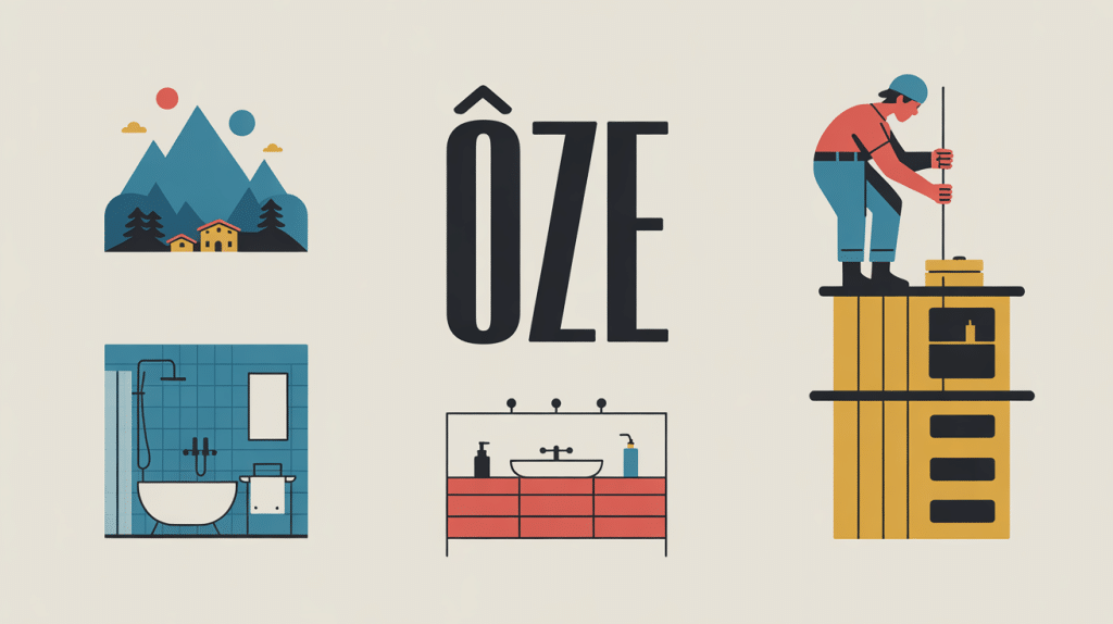 illustration oze montagne salle de bains cordiste