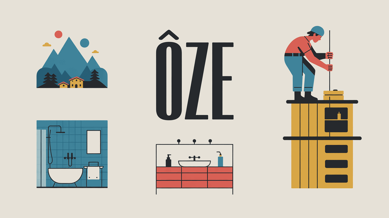 illustration oze montagne salle de bains cordiste