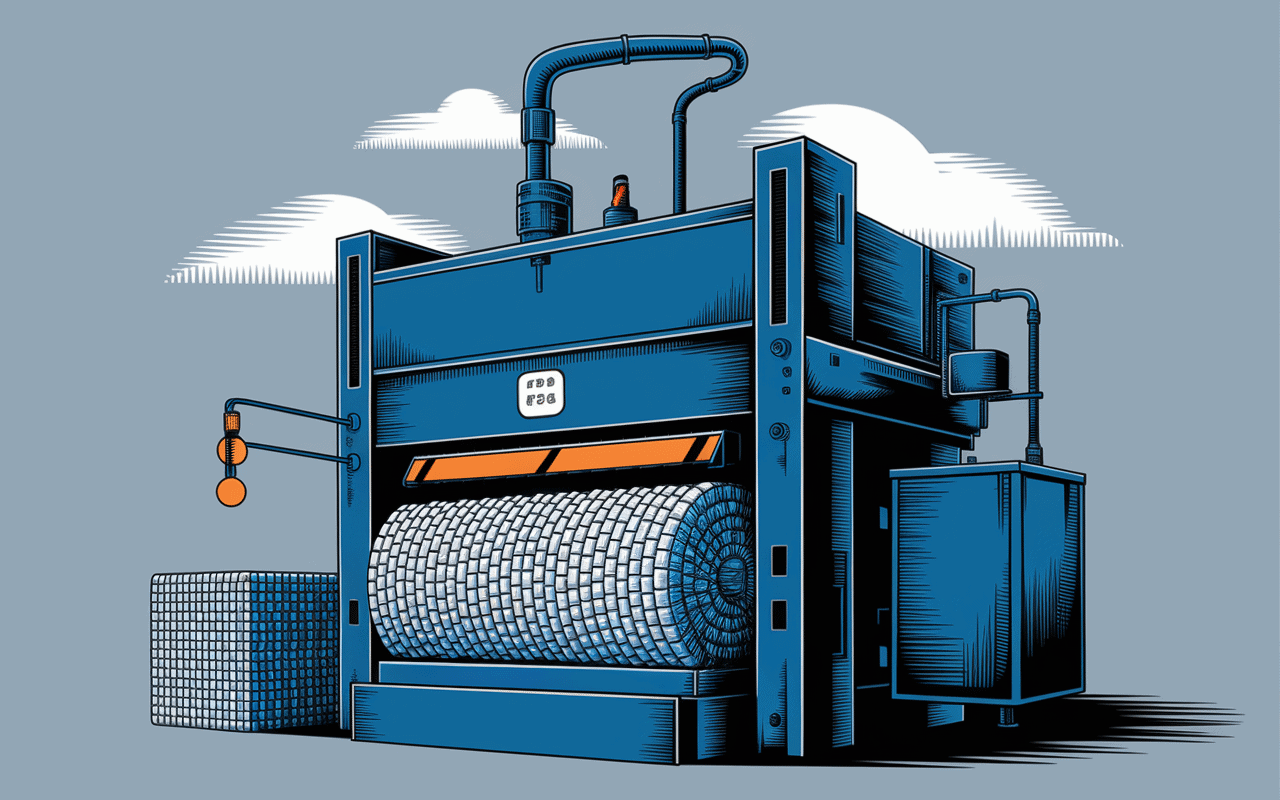 schéma presse industrielle compactant polystyrène volumineux