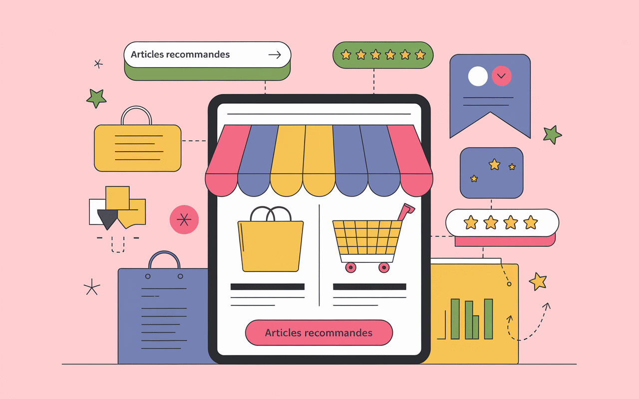 Interface site e-commerce avec suggestions algorithmes de recommandation