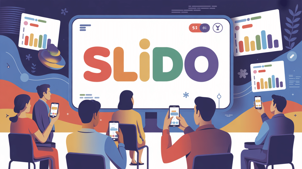 Reunion interactive avec Slido et participants utilisant smartphones
