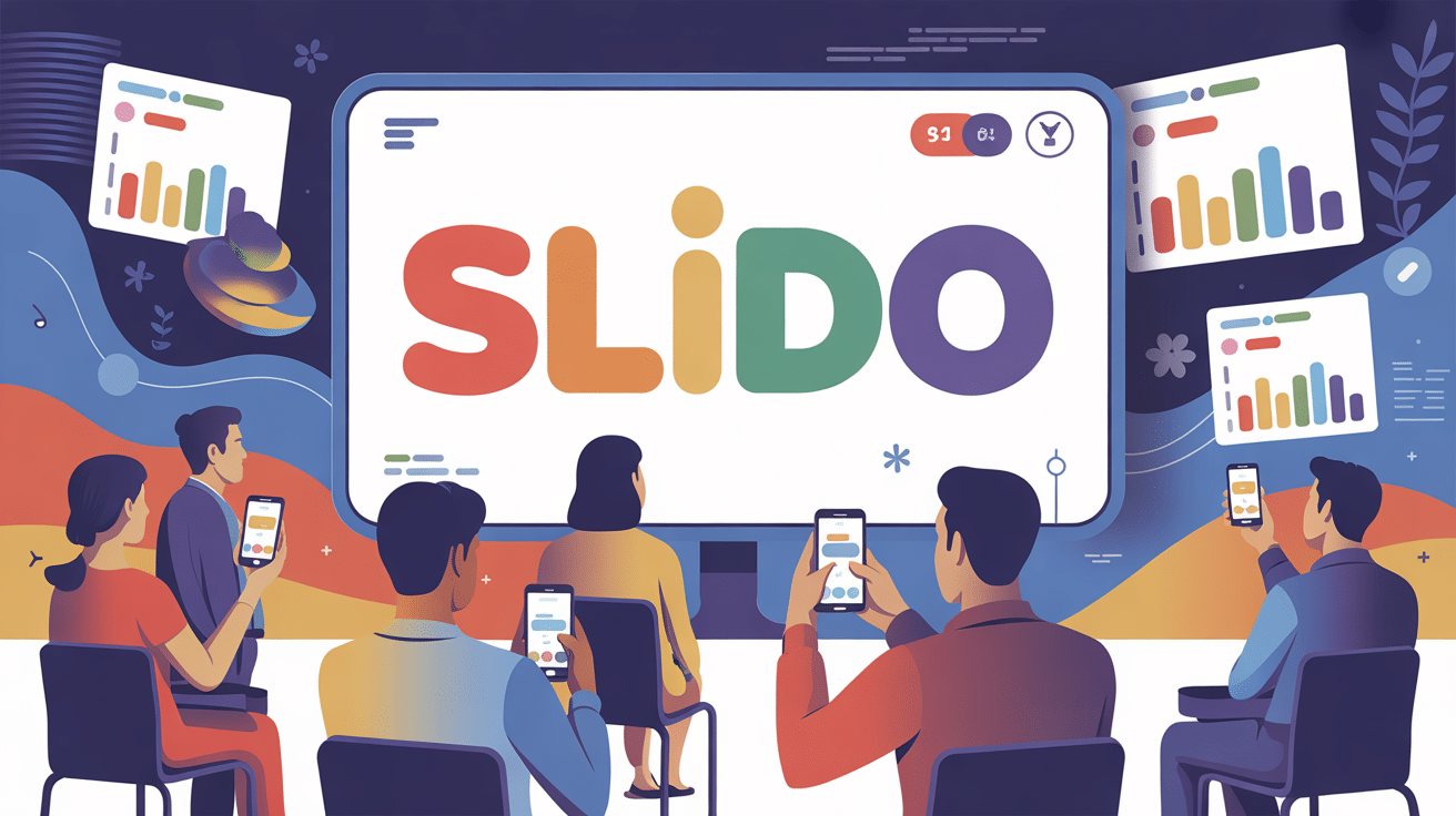 Reunion interactive avec Slido et participants utilisant smartphones