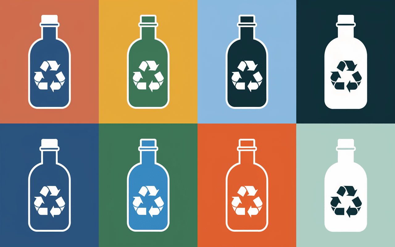 Bouteilles plastiques avec symboles de recyclage plastique