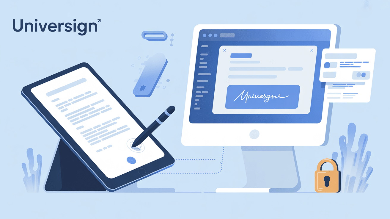 illustration bureau universign tablette document signature