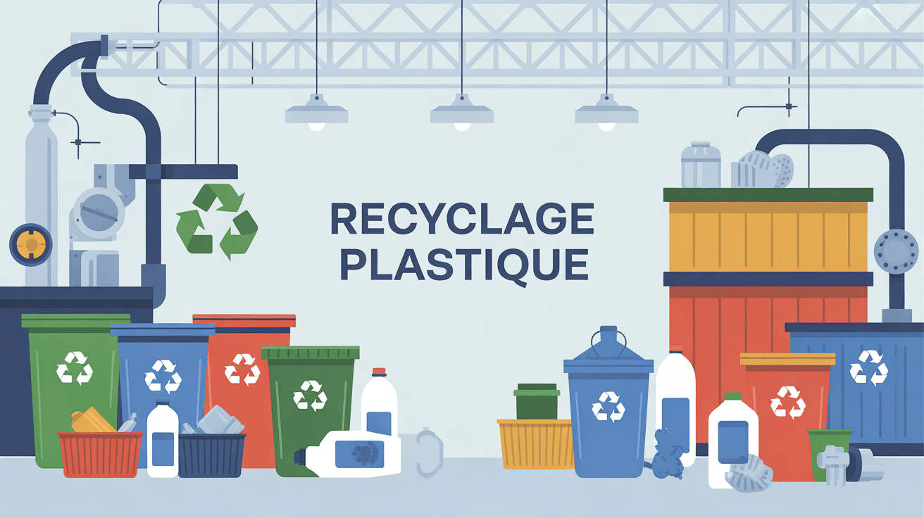Usine moderne de recyclage plastique avec machines et granulés