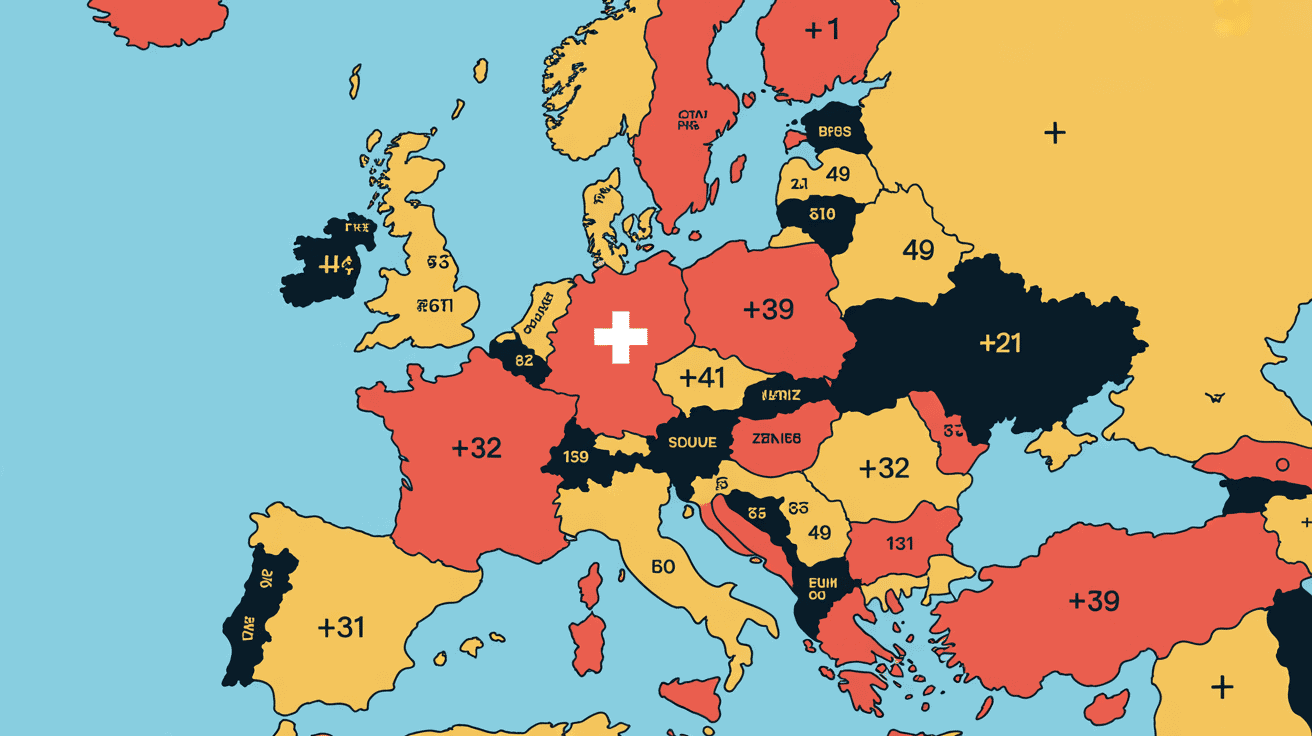 0041 quel pays carte suisse Europe