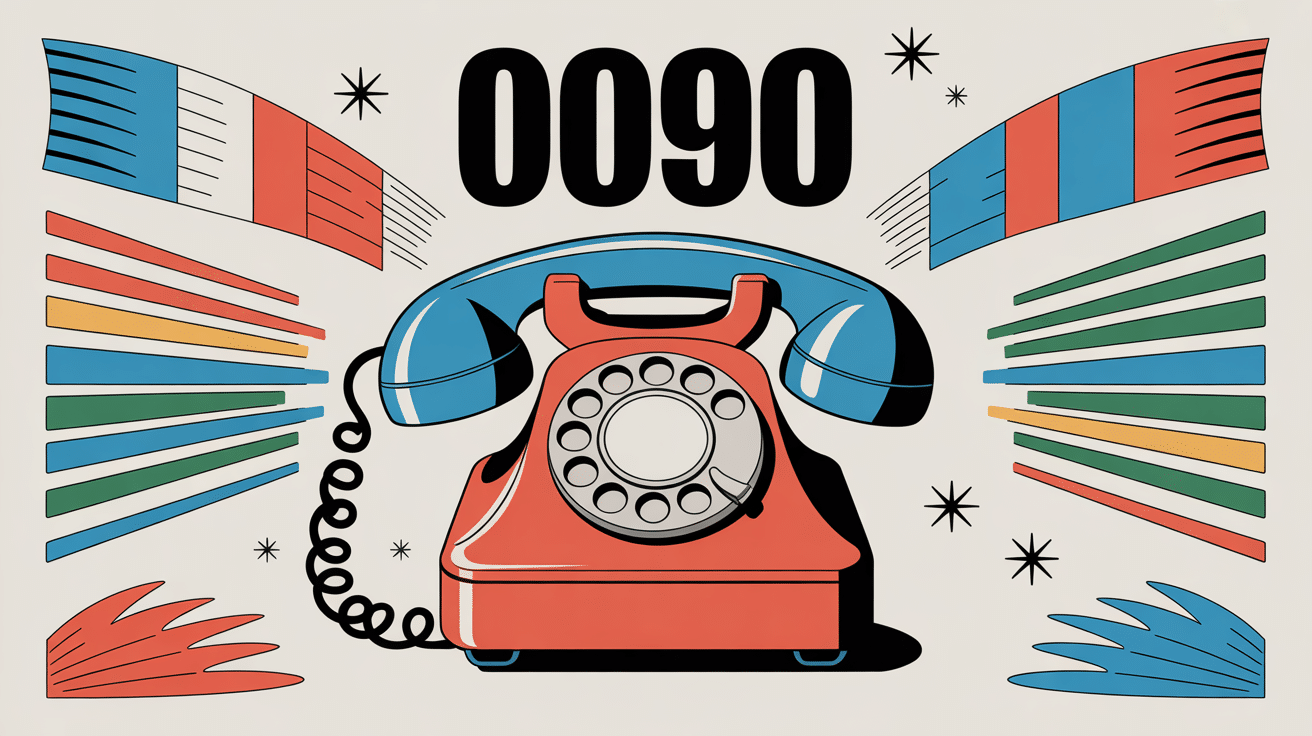 0090 indicatif de quel pays illustration téléphone et drapeaux