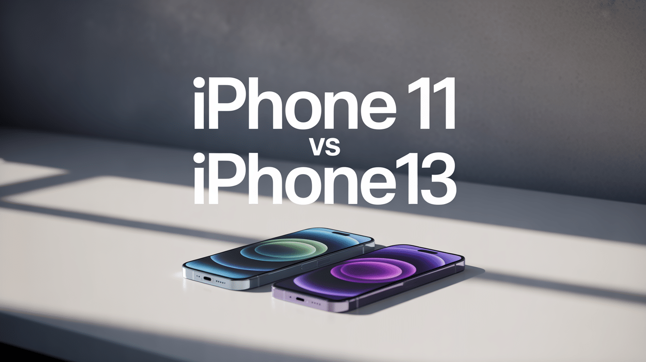 iphone 11 vs iphone 13 côte à côte sur fond blanc