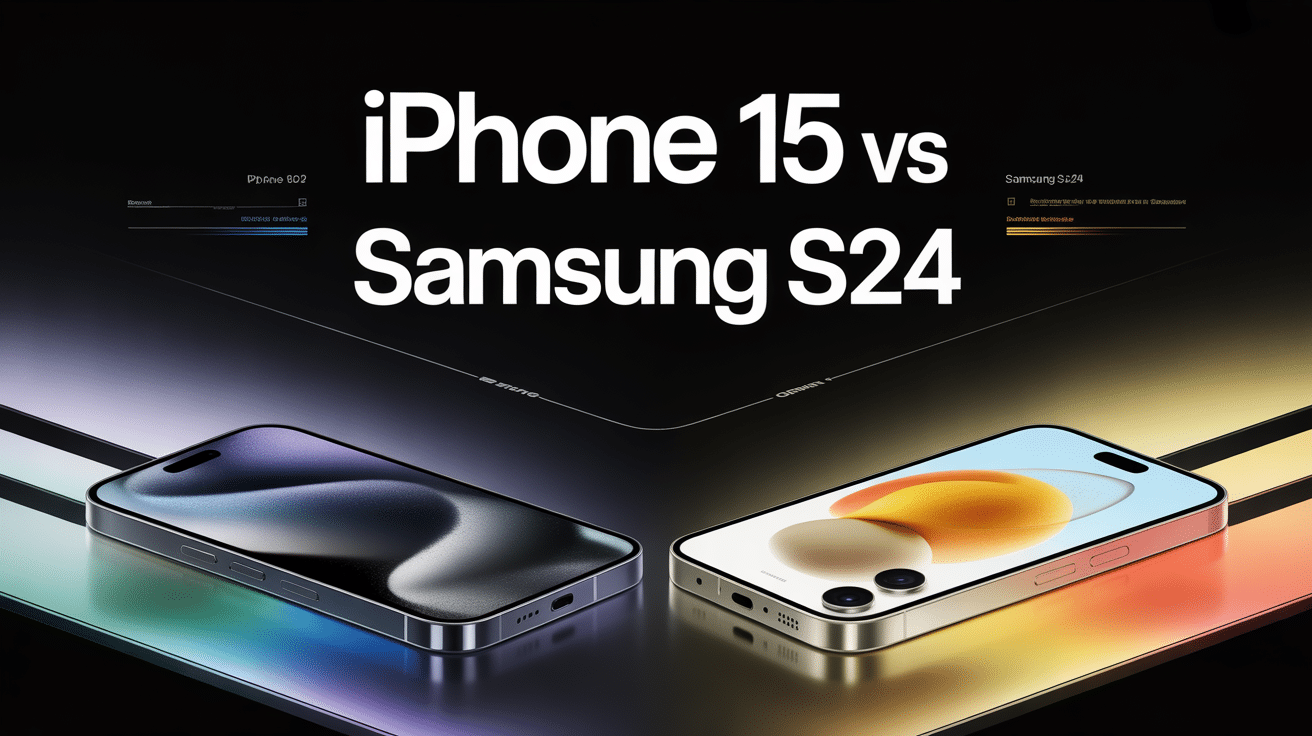 iphone 15 vs samsung s24 smartphone lumineux
