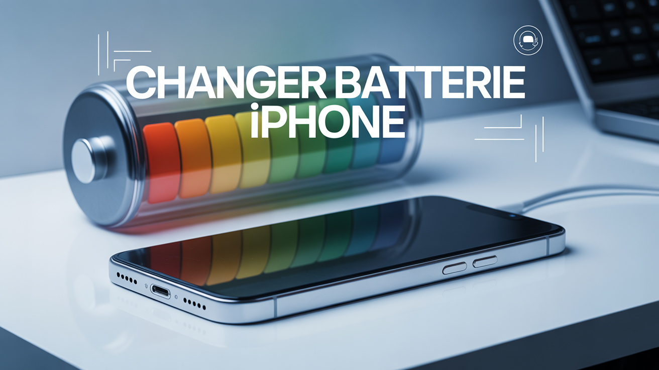 quand changer batterie iphone smartphone posé sur fond blanc