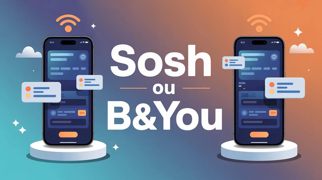 Illustration Sosh ou B&You, deux smartphones, réseau mobile