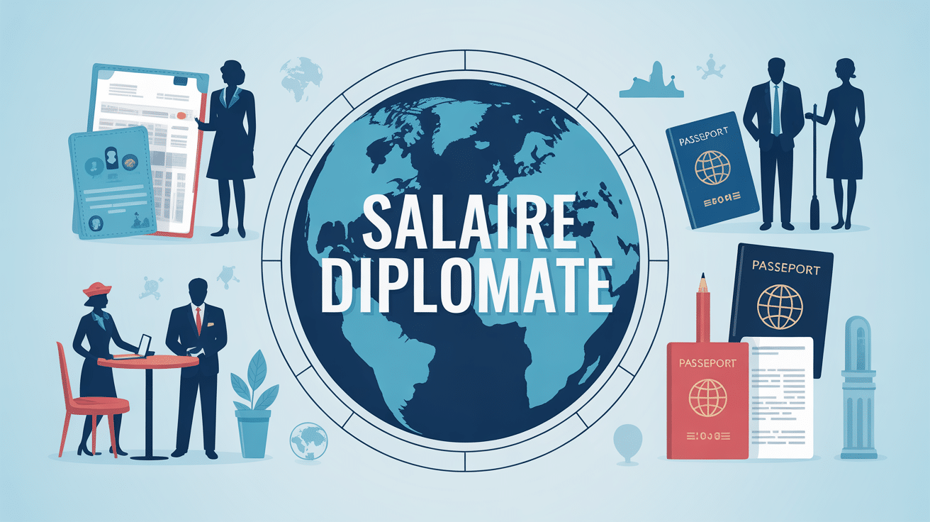 diplomate salaire illustration moderne globe et passeport