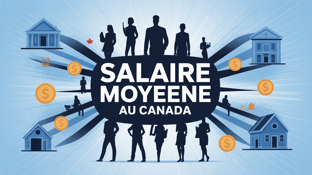 illustration salaire moyen au canada silhouettes et graphique