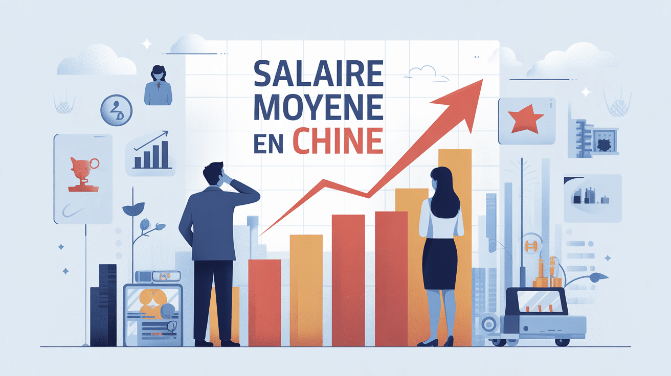 illustration salaire moyen en chine secteur et graphique
