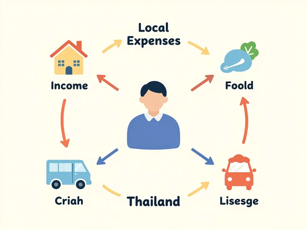 schema relation salaire moyen et cout de la vie thailande