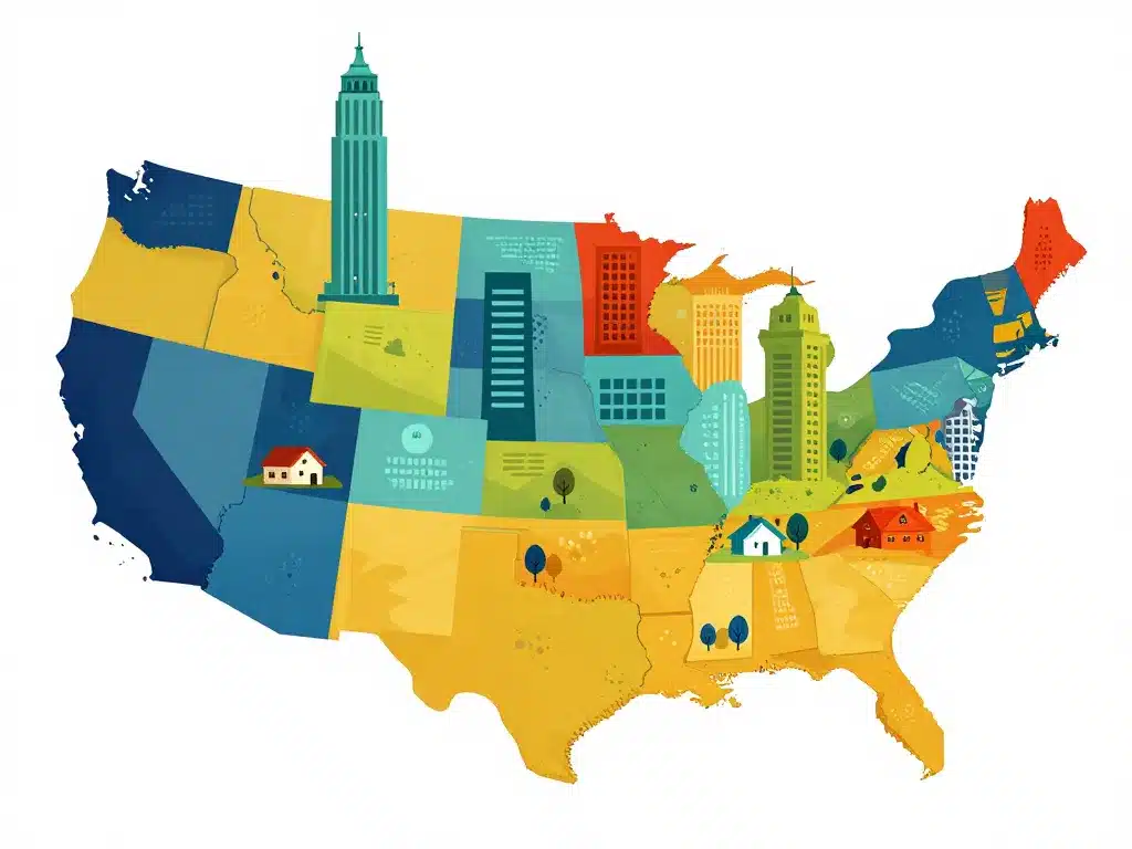 salaire moyen usa carte écarts salaires régions professions