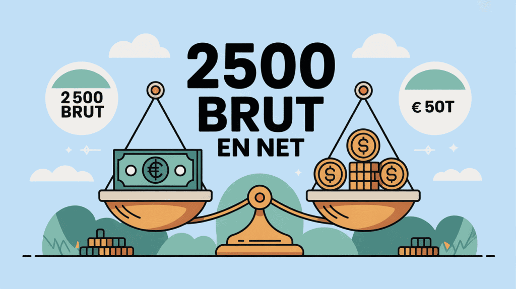 Illustration 2500 brut en net balance brut et net