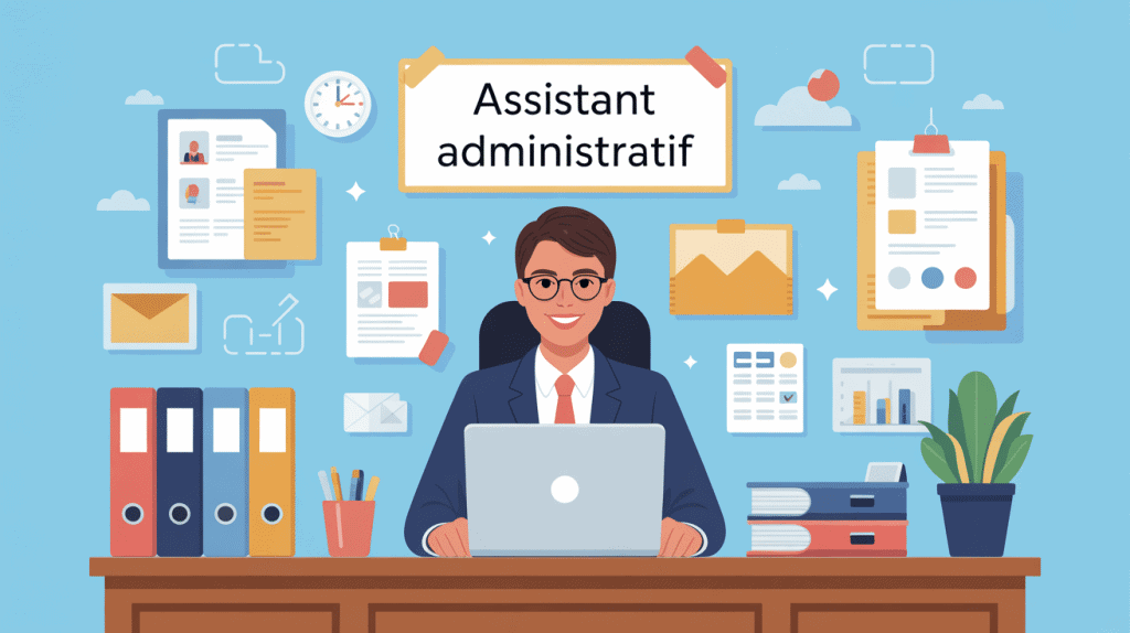 assistant administratif illustration vectorielle bureau dossiers