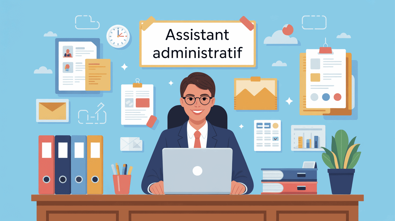 assistant administratif illustration vectorielle bureau dossiers
