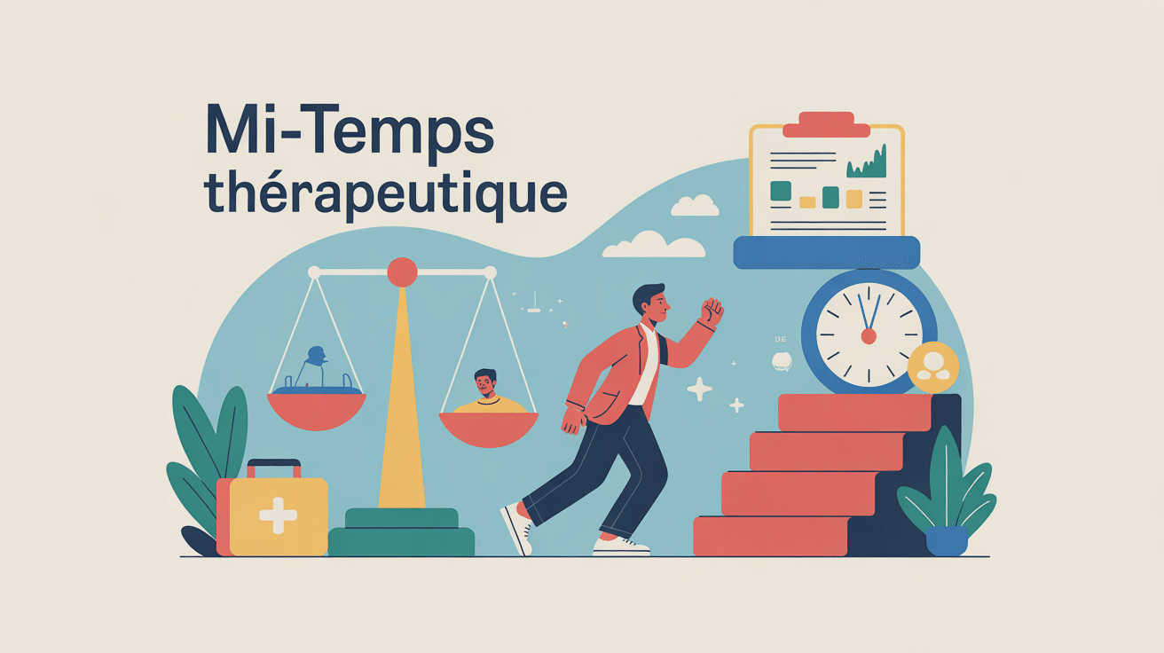 mi temps thérapeutique salaire illustration employé équilibre santé travail