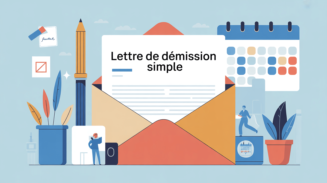 modèle de lettre de démission simple sur bureau stylisé