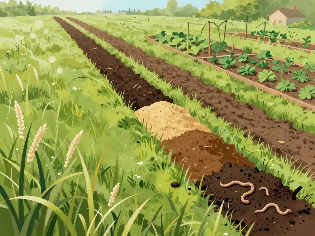 Passage pre herbeux à sol de potager