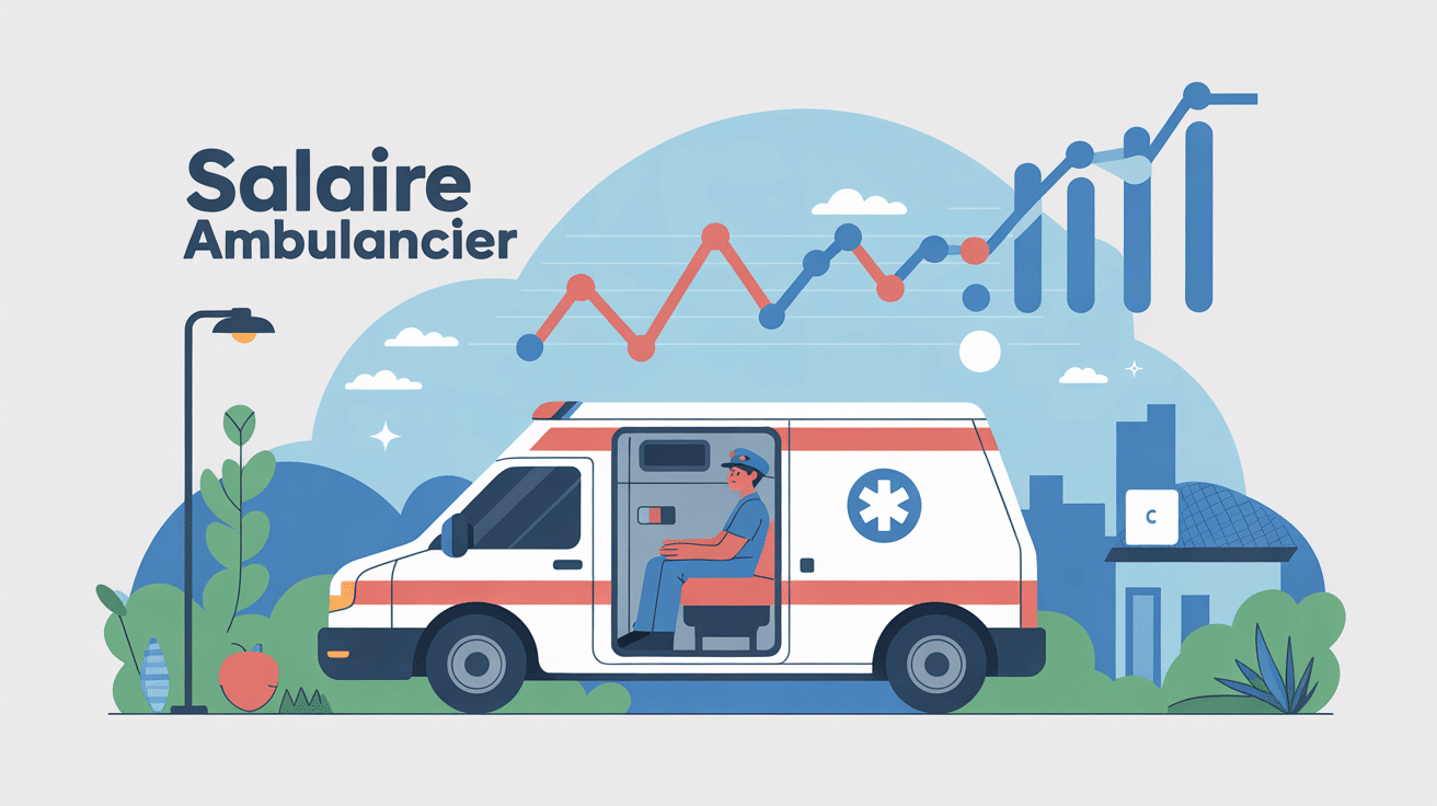 Illustration métier et graphique salaire ambulancier en France