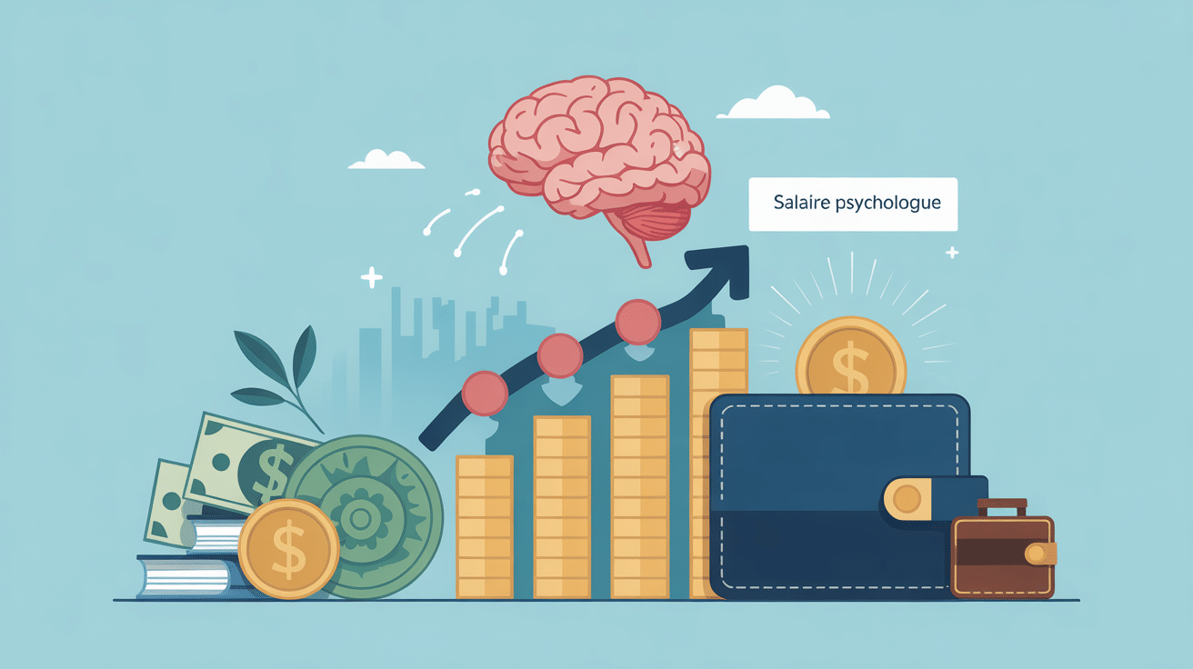 salaire psychologue illustration balance finance et métier