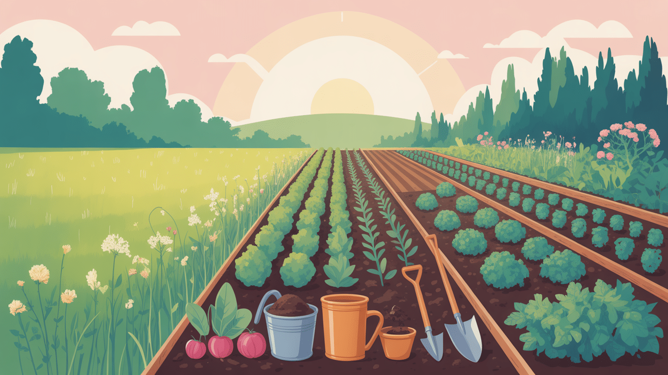 Illustration transformation pre en potager coloré