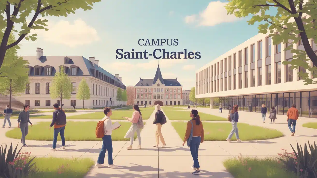 Illustration vectorielle du campus Saint Charles moderne et accueillant