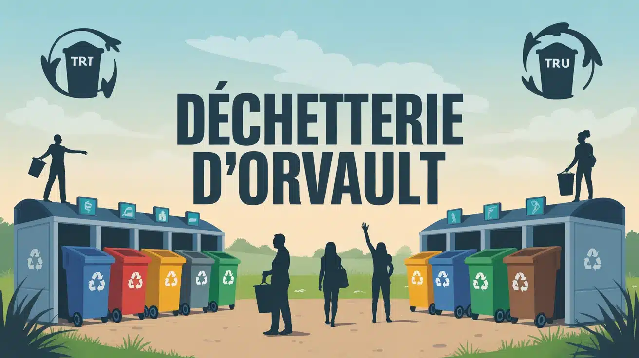 Illustration de la déchetterie d'Orvault avec bennes colorées et tri