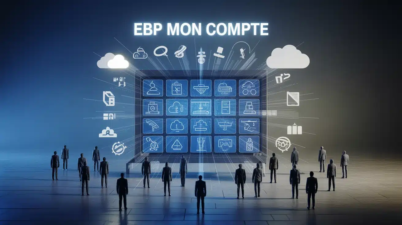 Interface sécurisée EBP mon compte avec icônes gestion et sécurité