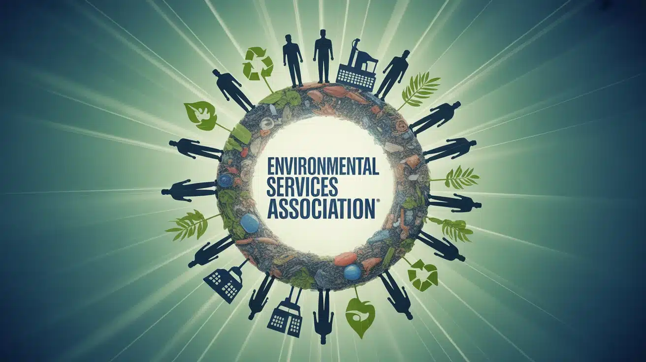 Illustration vectorielle de l Environmental Services Association et gestion durable des dechets au Royaume-Uni