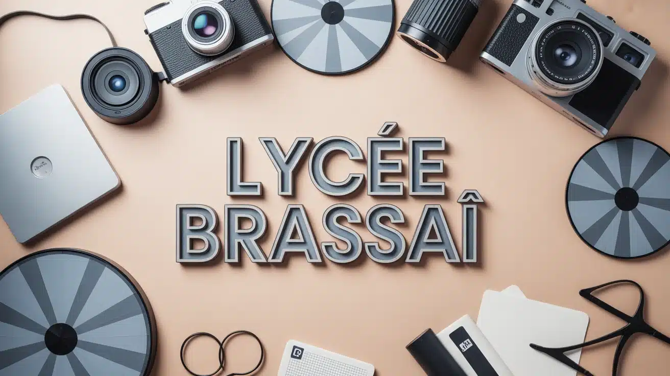 Illustration lycée Brassaï avec symboles photographie et enseignement