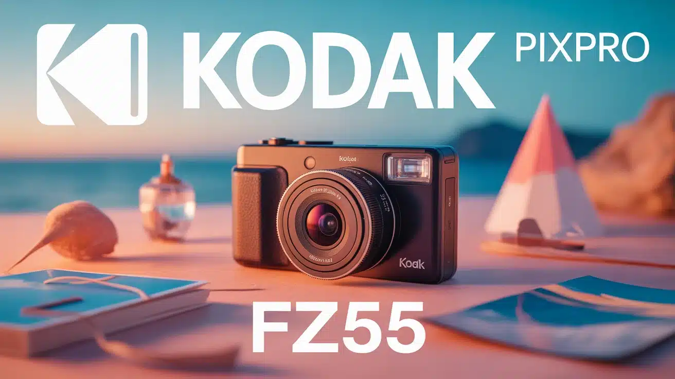 Appareil photo Kodak Pixpro FZ55 moderne sur fond épuré