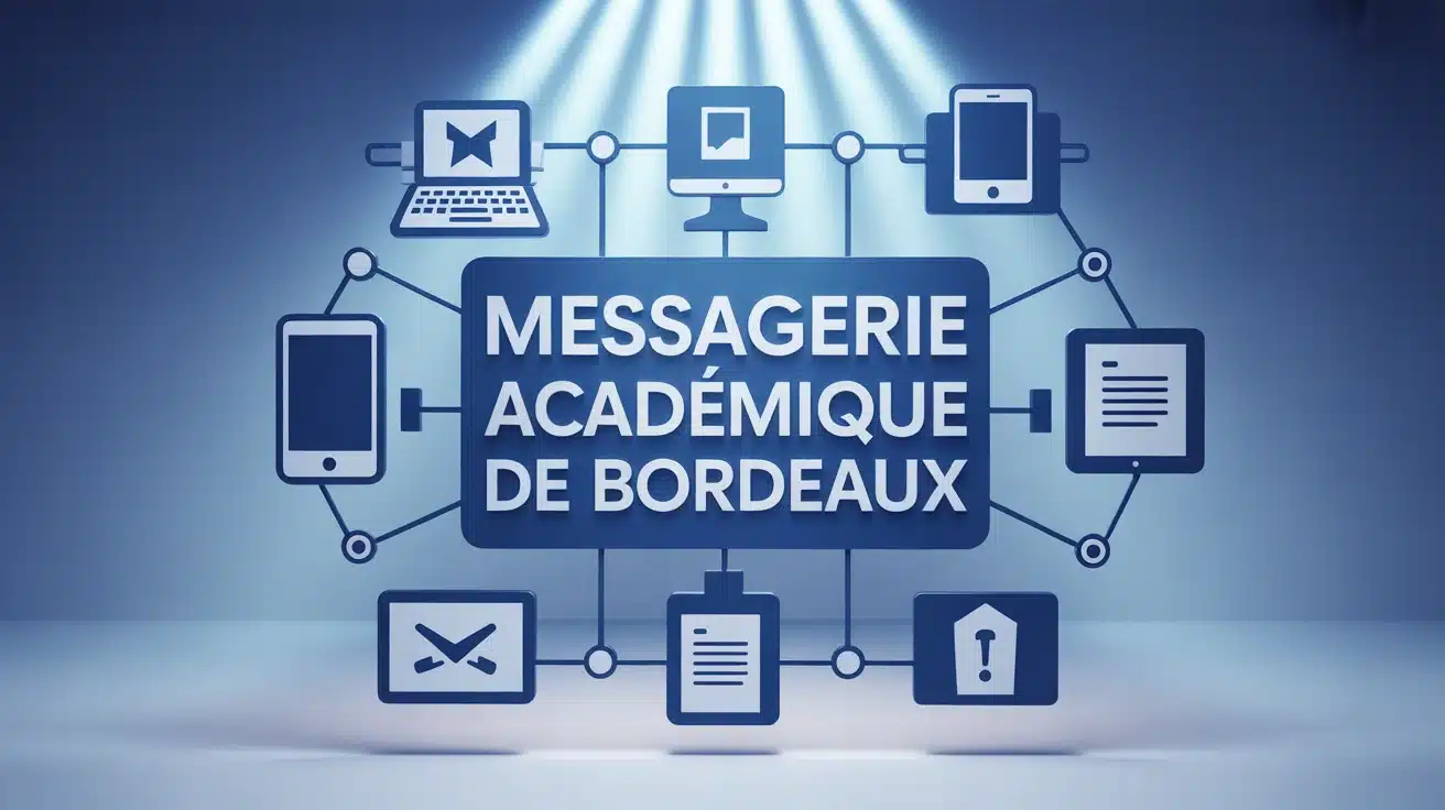 Illustration messagerie académique de Bordeaux avec icônes connectées