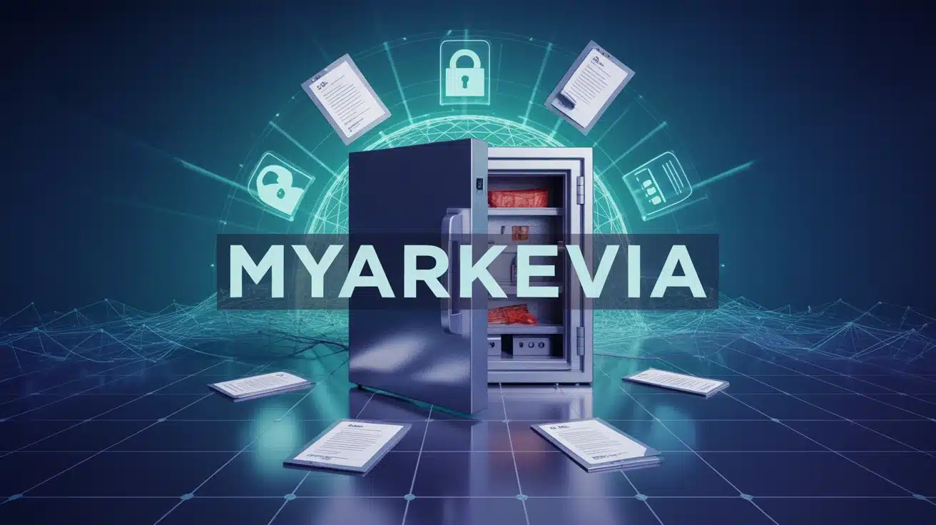 Coffre-fort numerique MyArkevia avec documents et icones securite