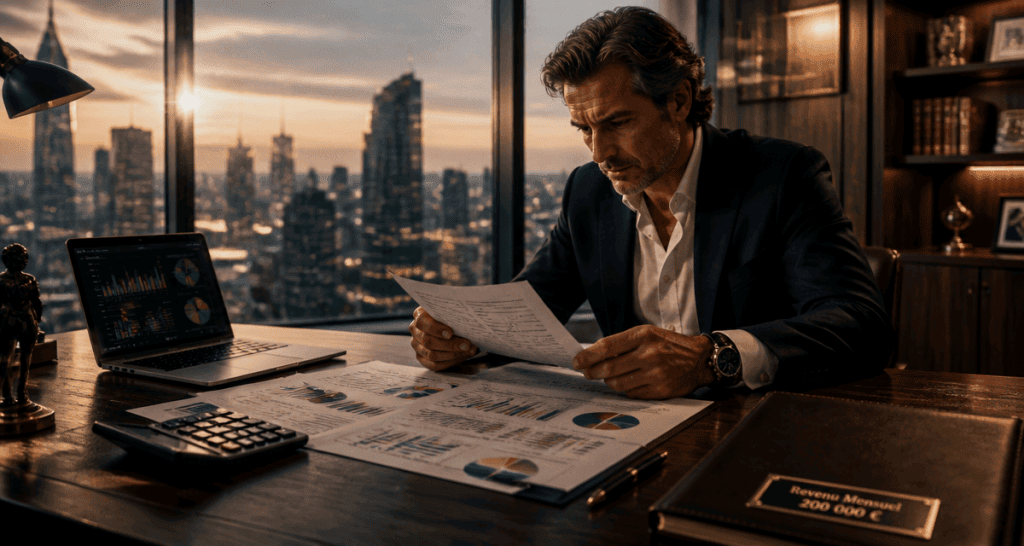 combien rapporte 200 000 euros placés par mois homme consultant documents financiers