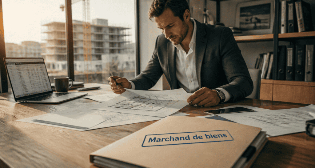 devenir marchand de biens homme analyse plans immobiliers