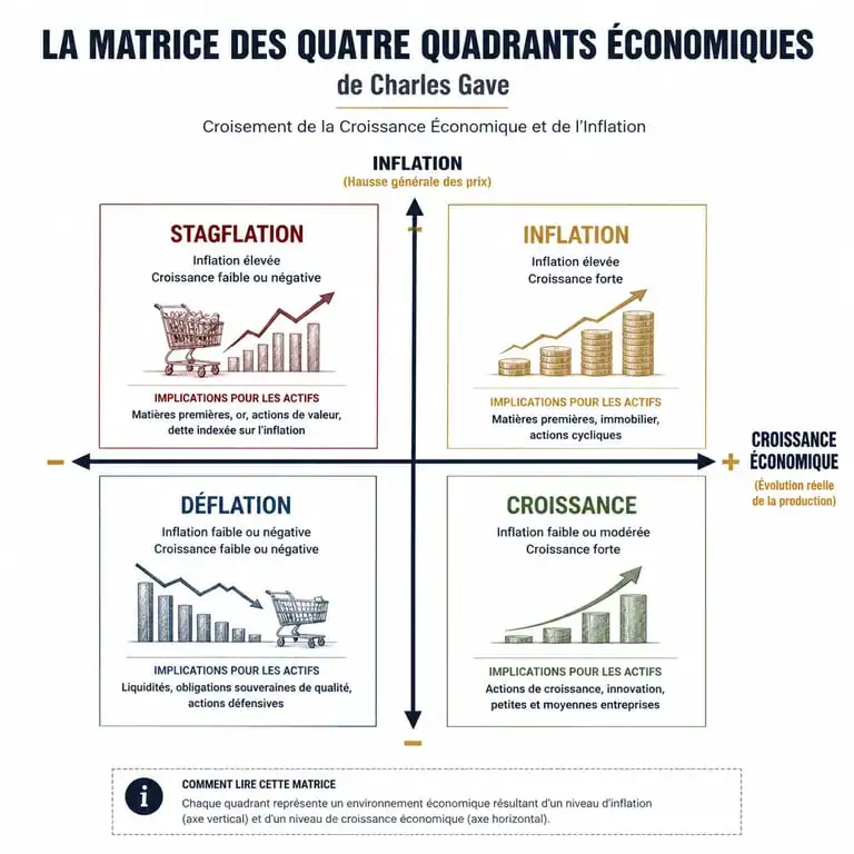 Matrice des quatre quadrants de Charles Gave pour la gestion du portefeuille