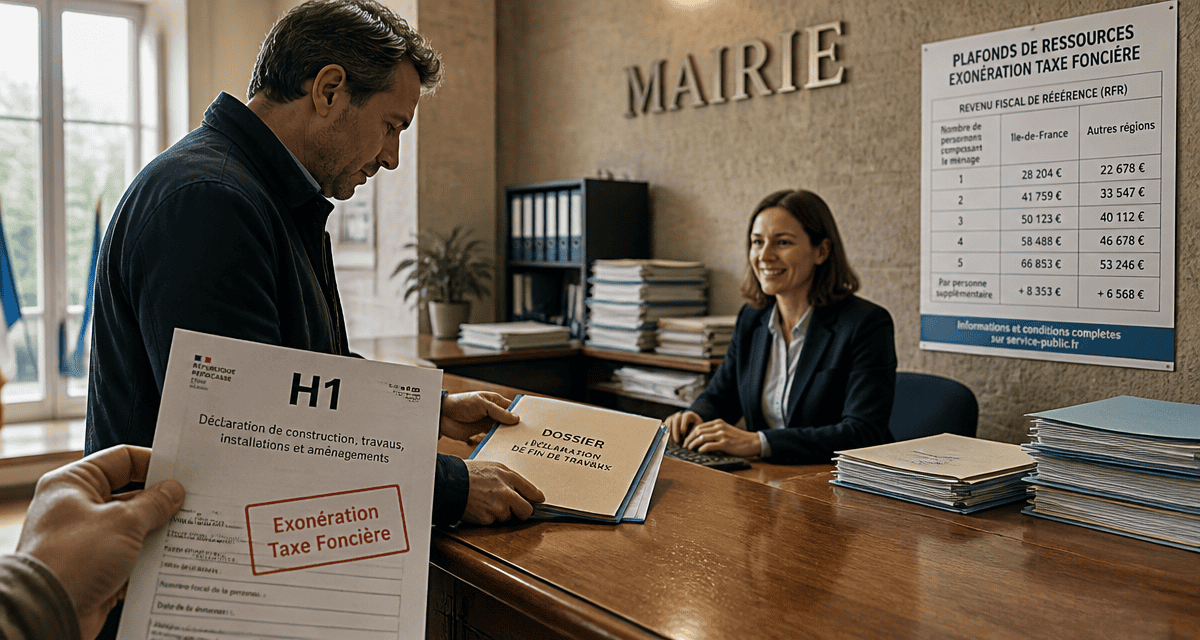 taxe foncière exonération dossier mairie